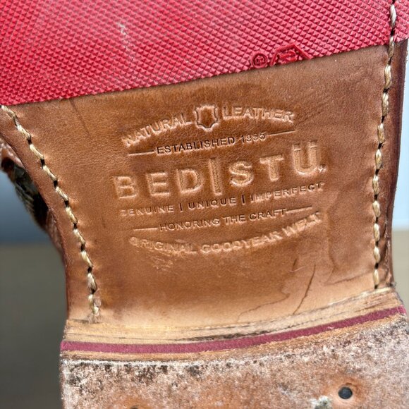 Bed Stu Baxter Boot Woven Leather Womens 8 Brown Tan Side Zip - Picture 9 of 11